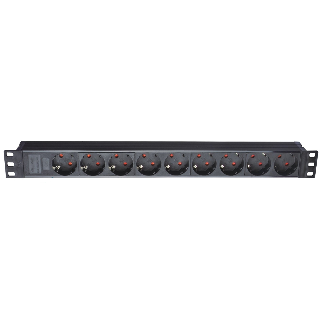 Силовий блок Eserver 19" 9 розеток, кабель 1.8м, алюм. корпус PDU 220В, 16А (WT-2261A-GER-9WAY) - изображение 1