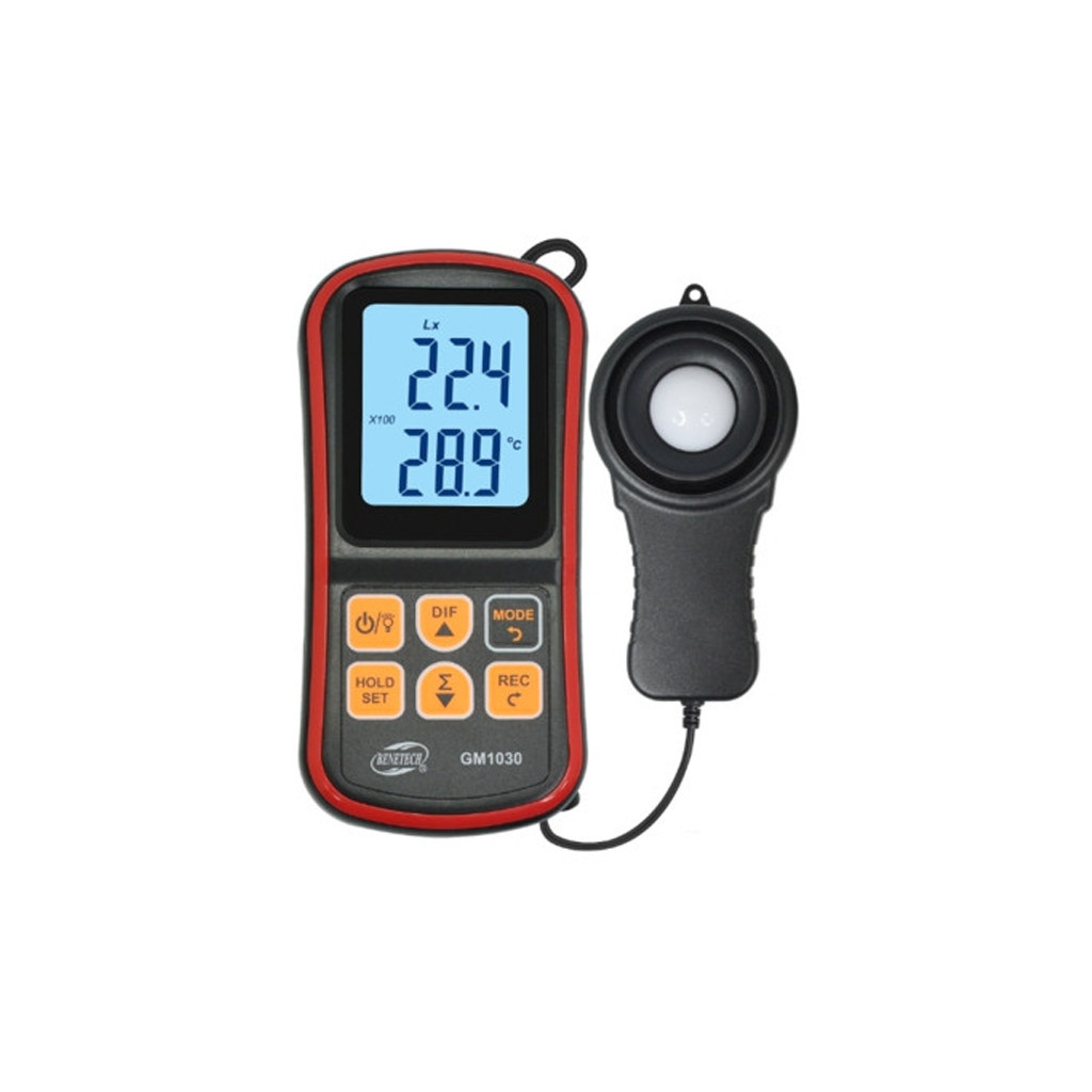 Вимірювач освітленості Benetech цифровий + термометр, USB (GM1030C) - изображение 1