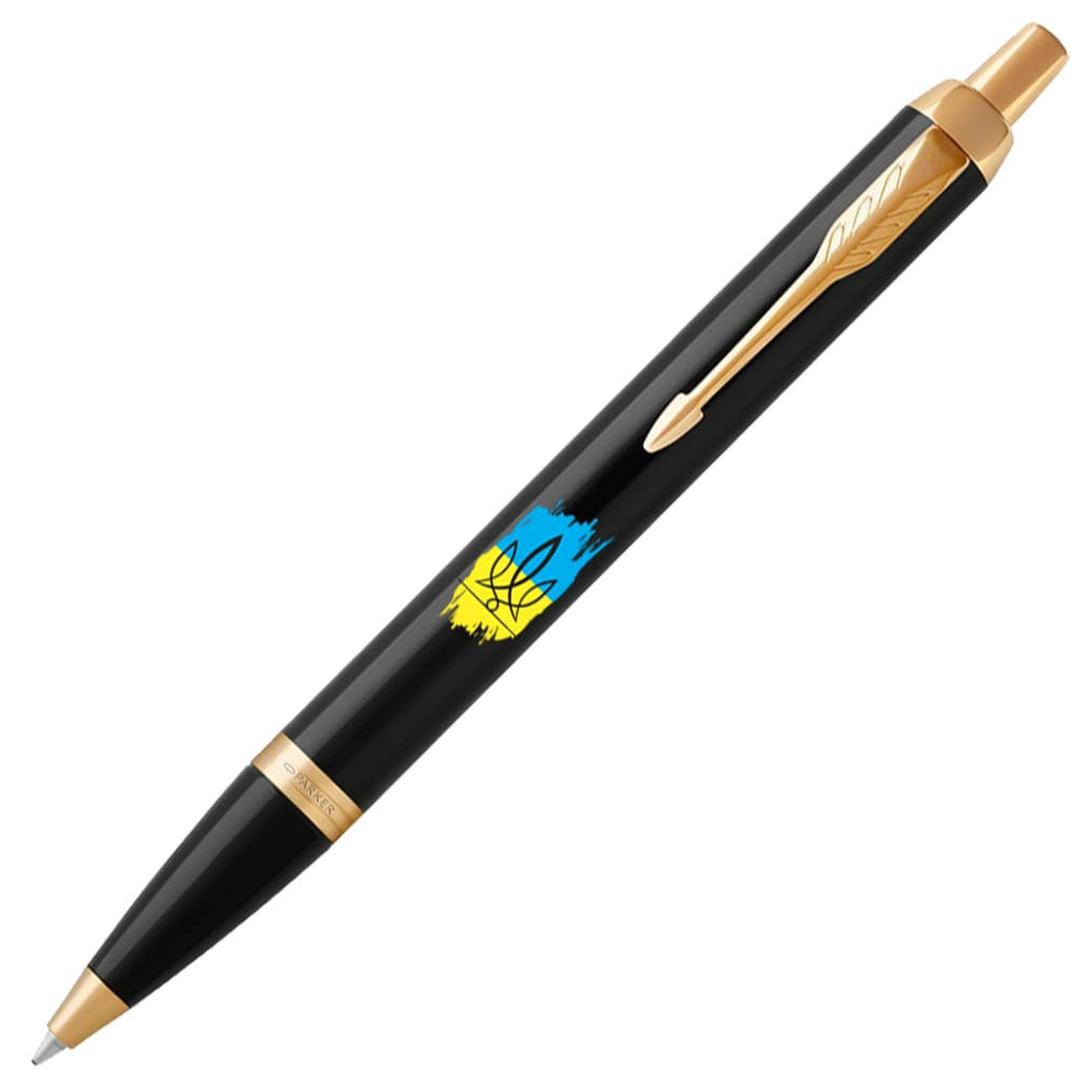Ручка кулькова Parker IM 17 UKRAINE Black GT BP Тризуб фігурний на тлі прапора + блокнот+подар.упаковка GIFT24 (22032b24_T1026u) - зображення 4