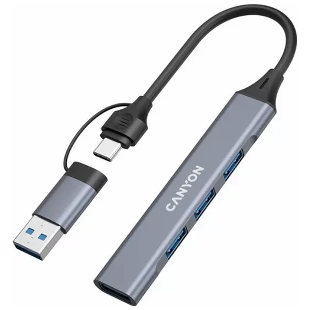 Концентратор Canyon hub DS-02 4in1 USB-A/C Grey (CNS-TDS02G) - зображення 5