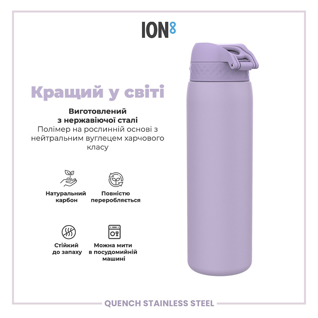 Пляшка для води ION8 OneTouch Stainless Steel 1200 мл Periwinkle (I8SS1000PERI) - зображення 6