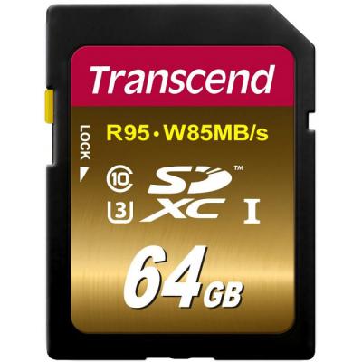 Карта пам'яті Transcend 64GB SDXC class 10 UHS-I U3 (TS64GSDU3X) - зображення 1