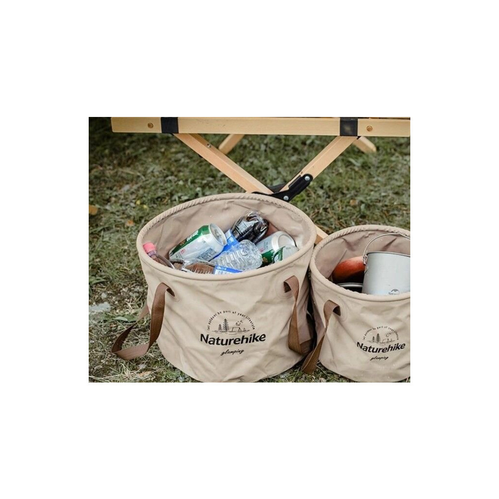Відро складне Naturehike ПВХ NH20SJ040 10 л світло-коричневий (6927595764619) - зображення 2