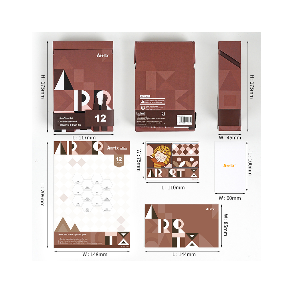 Художній маркер Arrtx спиртові Oros ASM-03-SK02 12 кольорів, відтінки шкіри (LC302772) - зображення 5