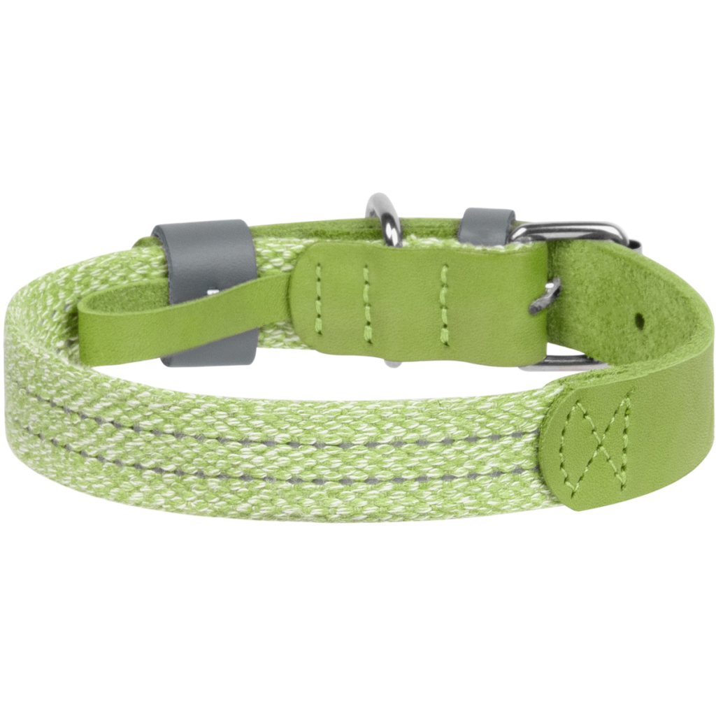Нашийник для тварин WAUDOG Classic зі шкіри та відновленої бавовни S 15 мм х 27-36 см салатовий (58905) - зображення 2