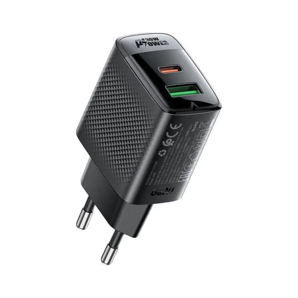Зарядний пристрій Acefast 2xUSB 30W (USB-C+USB-A) Gan A98 Black (6974316283263) - зображення 3