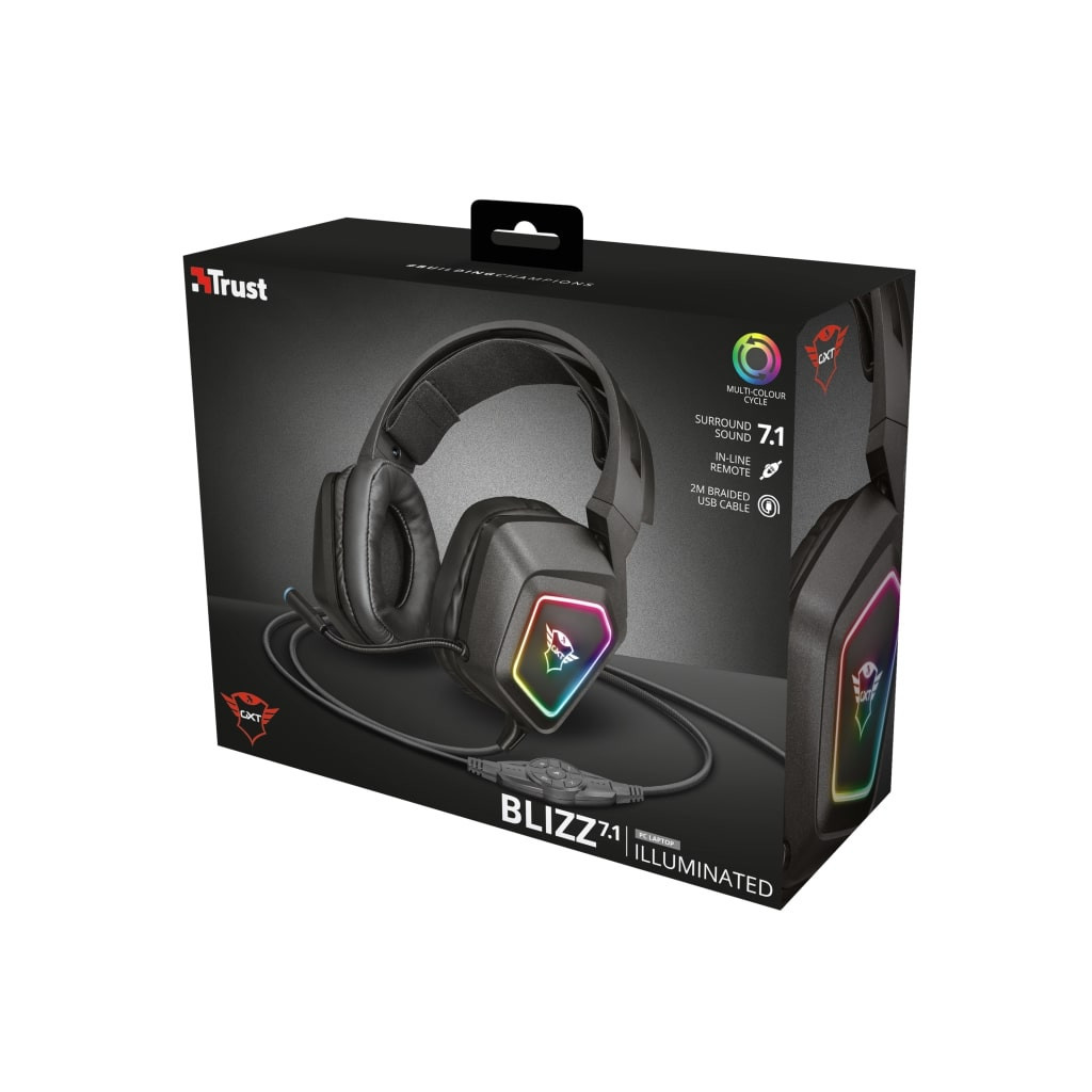 Навушники Trust GXT 450 Blizz RGB 7.1 Surround Gaming Headset RGB BLACK (23191) - зображення 8