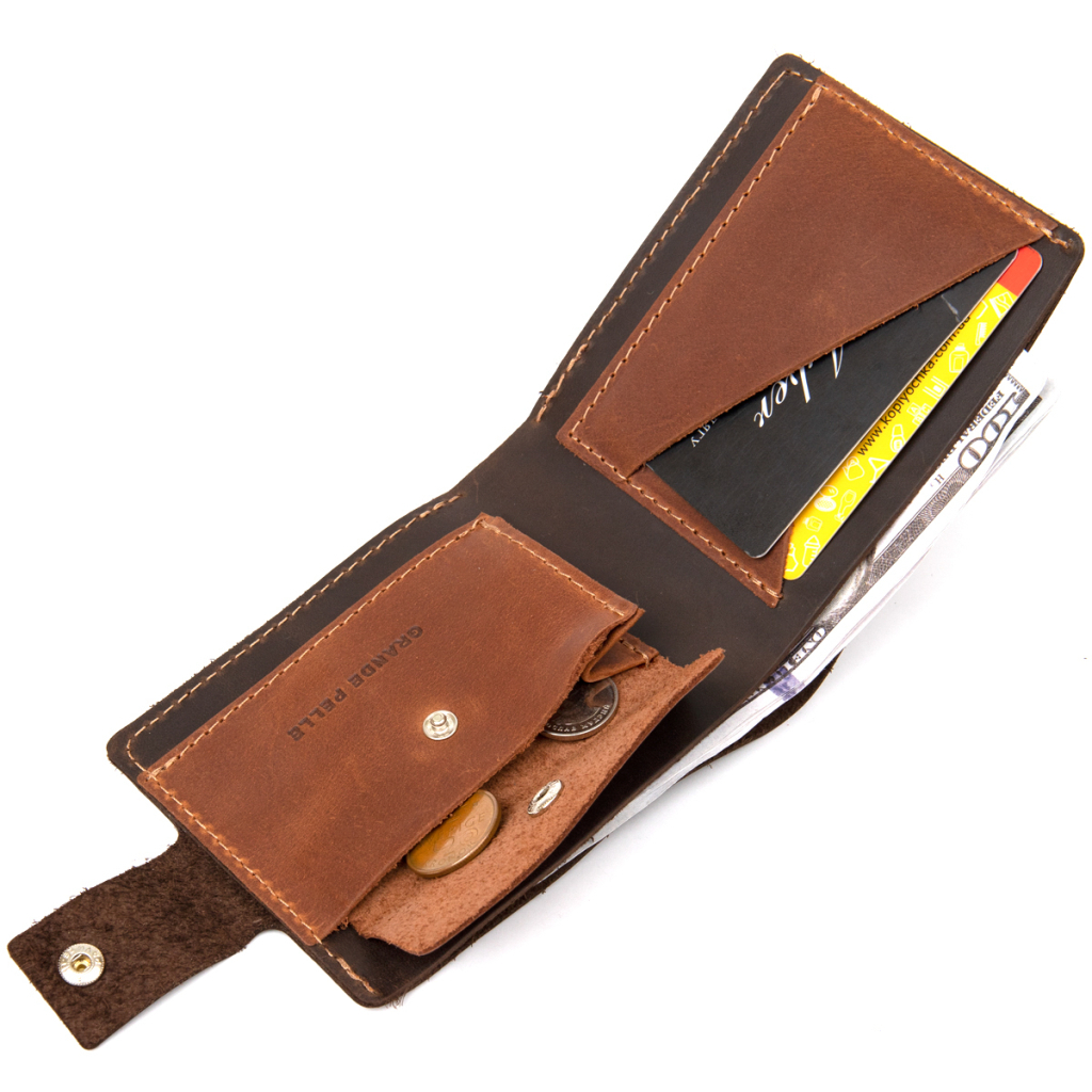 Портмоне Grande Pelle Шкіряне Коричневе (11460) - зображення 6