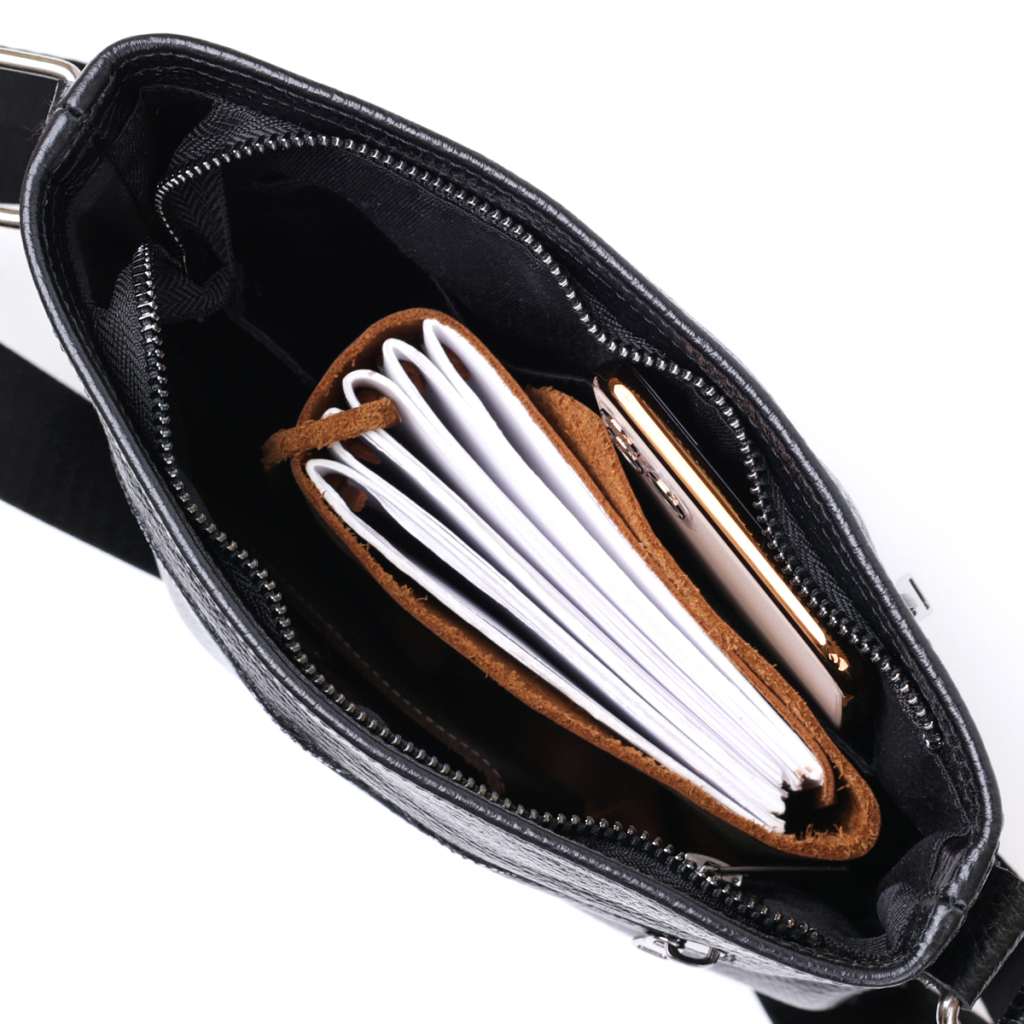 Сумка Shvigel Шкіряна через плече Чорна (11604) - зображення 5