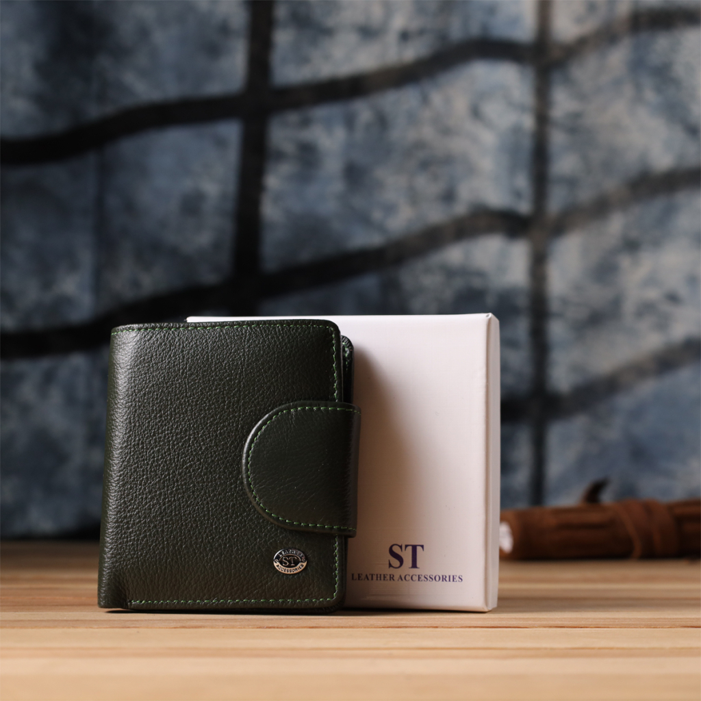 Гаманець ST Leather З натуральної шкіри Зелений (23070) - зображення 11