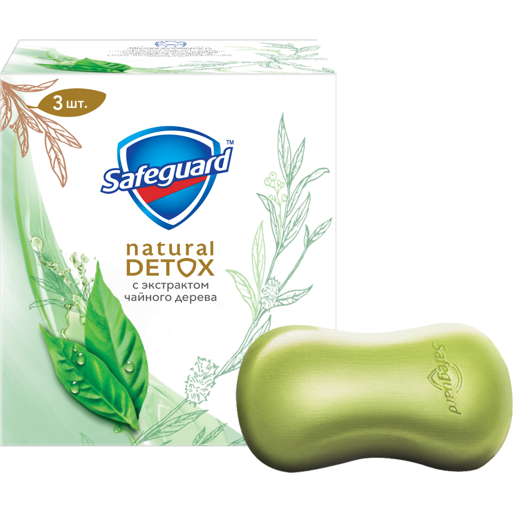 Тверде мило Safeguard Natural Detox З екстрактом чайного дерева 3 x 110 г (8001841825342) - зображення 1