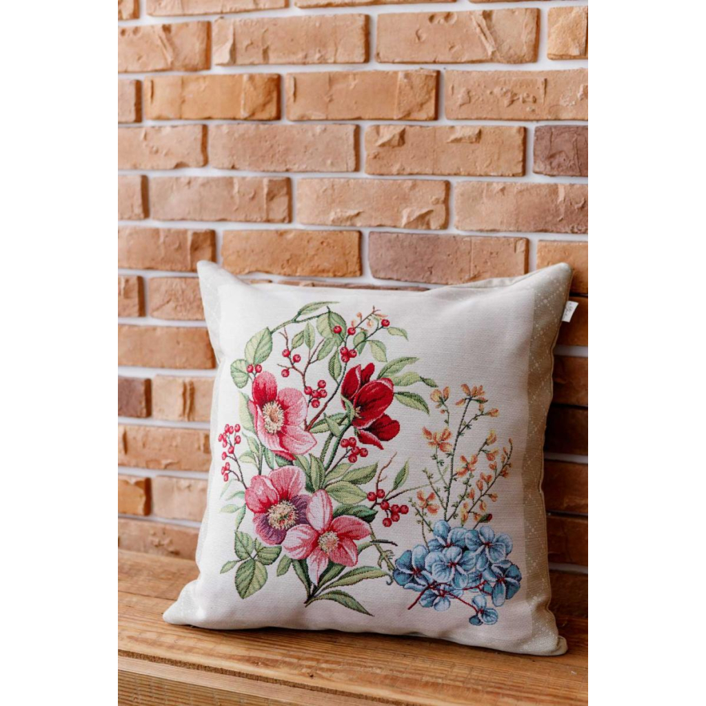 Подушка Прованс гобеленова декоративна Квіти в рамці 45х45 см (034203) - зображення 2