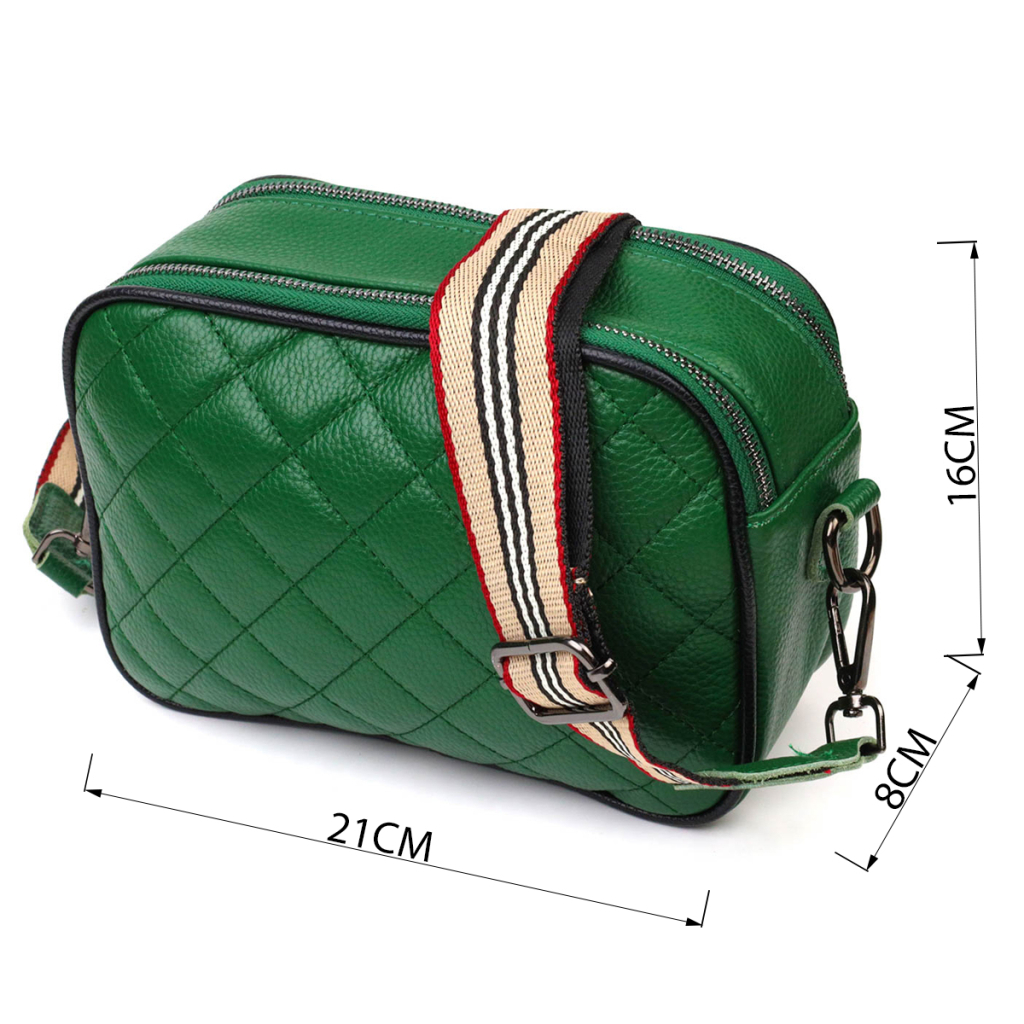 Сумка Vintage Жіноча прямокутна крос-боді з натуральної шкіри Зелена (22113) - зображення 3