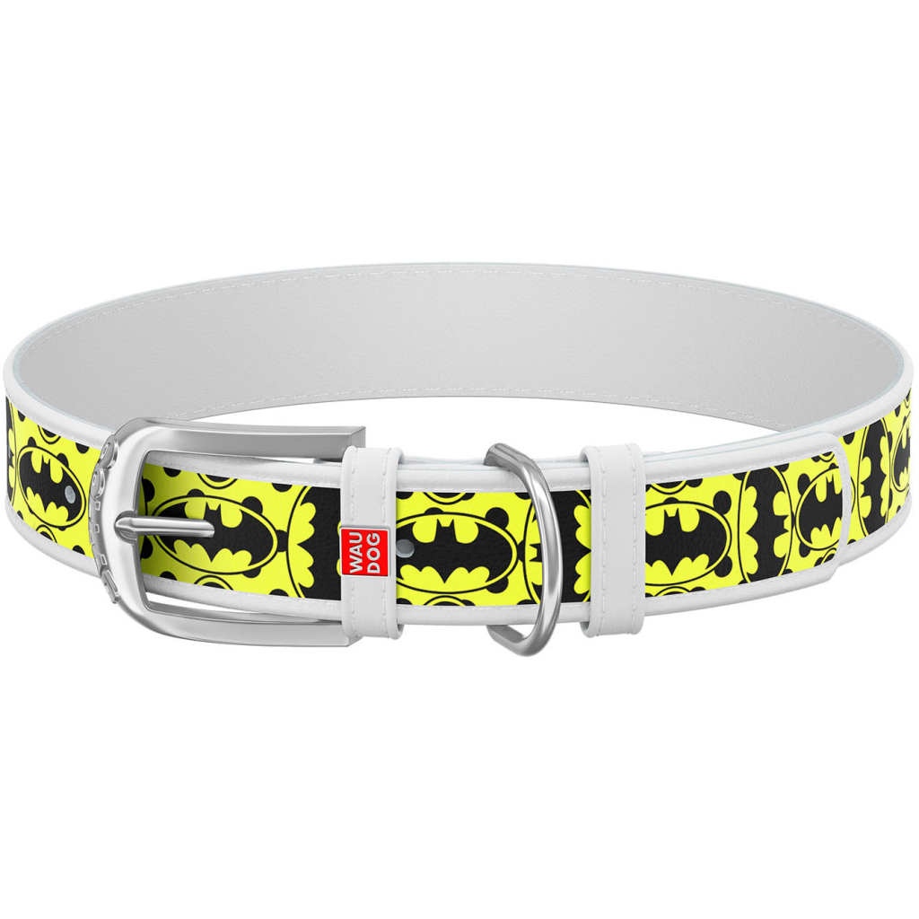 Нашийник для тварин WAUDOG Design з QR паспортом "Бетмен 4" XXS Ш 12 мм Д 19-25 см(білий) (0012-1006-15) - зображення 1