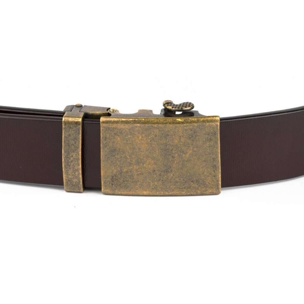 Ремінь Vintage Чоловічий з латунною пряжкою автомат Коричневий (20264) - зображення 6