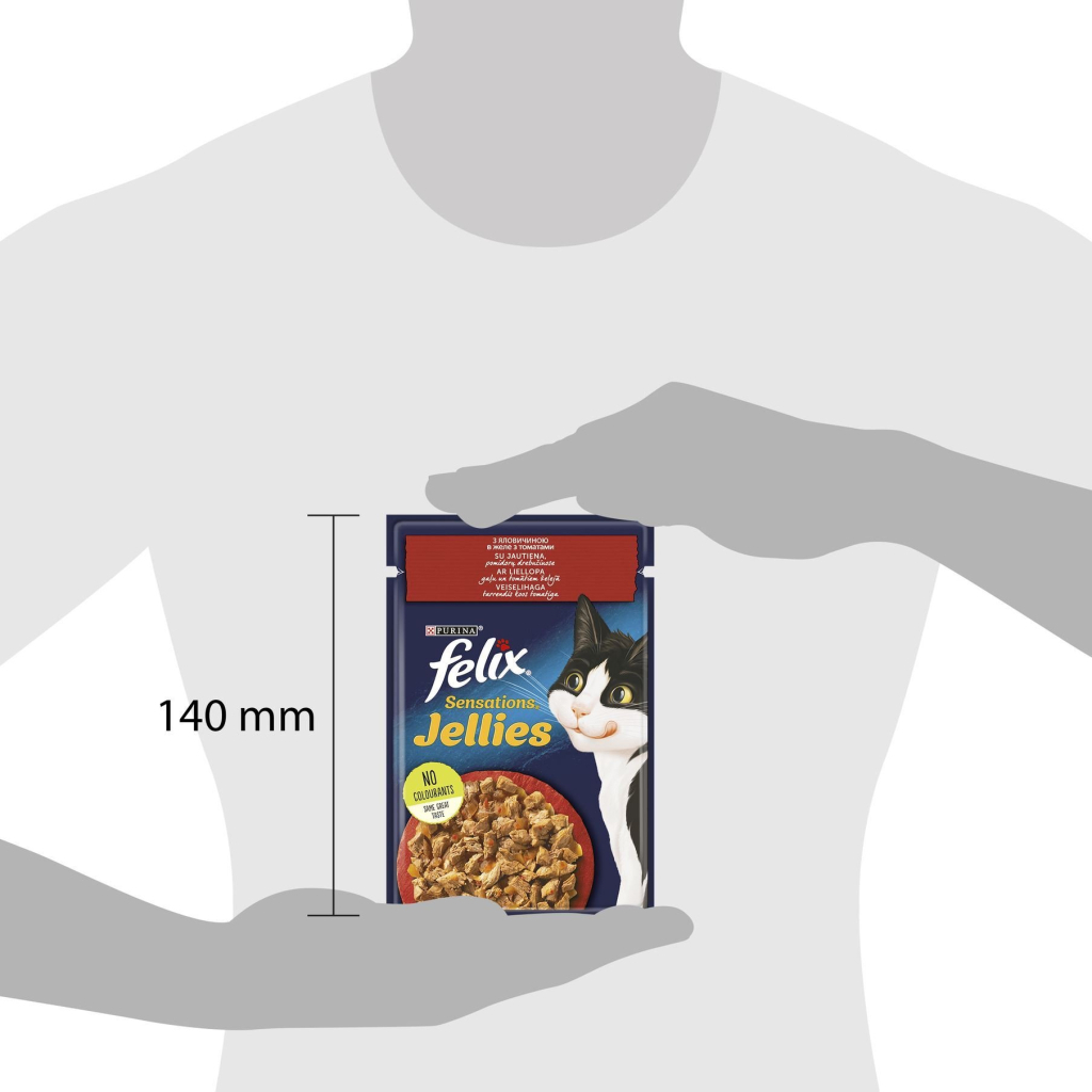 Вологий корм для кішок Purina Felix Sensations Jellies з яловичиною та томатами в желе 85 г (7613039831724) - зображення 4