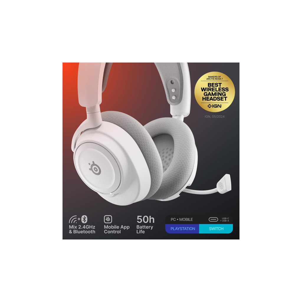 Навушники SteelSeries Arctis Nova 7 Gen 2 Wireless White (61731) - зображення 6
