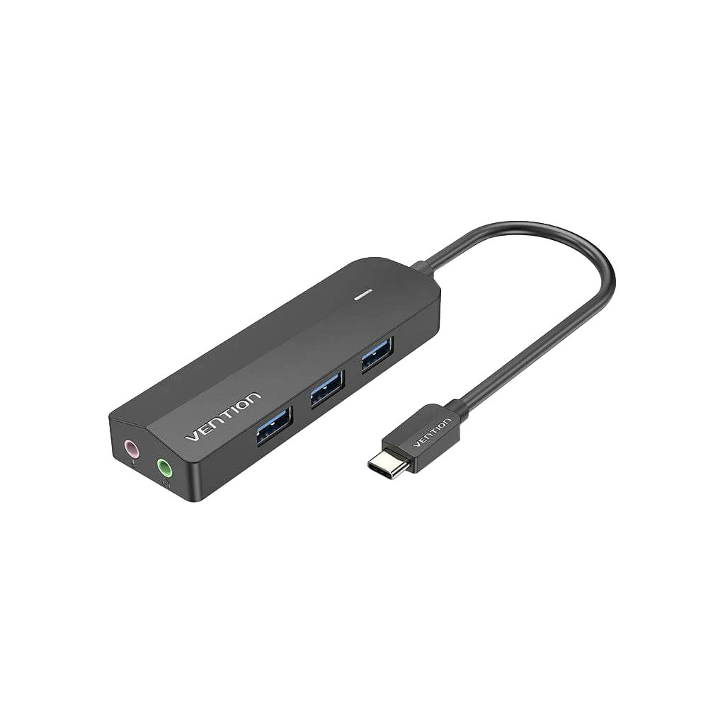 Концентратор Vention USB 3.1 Type-C to 3xUSB 3.0+MicroUSB+3.5mm Sound Adapter black (TGQBB) - зображення 1