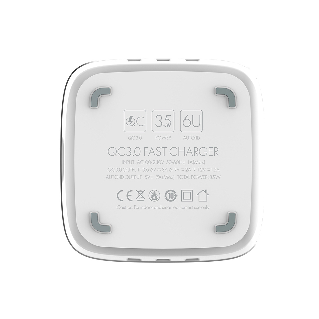 Зарядний пристрій ColorWay 6USB (1QC3.0 + 5 AUTO ID) 7A (35W) white (CW-CHS019Q-WT) - зображення 8