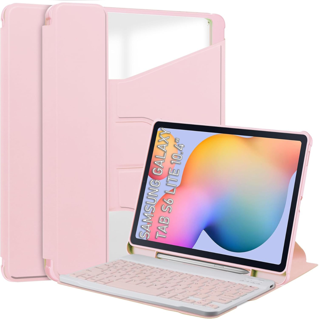 Чохол до планшета BeCover 360° Rotatable + Keyboard Samsung Tab S6 Lite 10.4 P610/P613/P615/P619 Pink (712408) - зображення 1