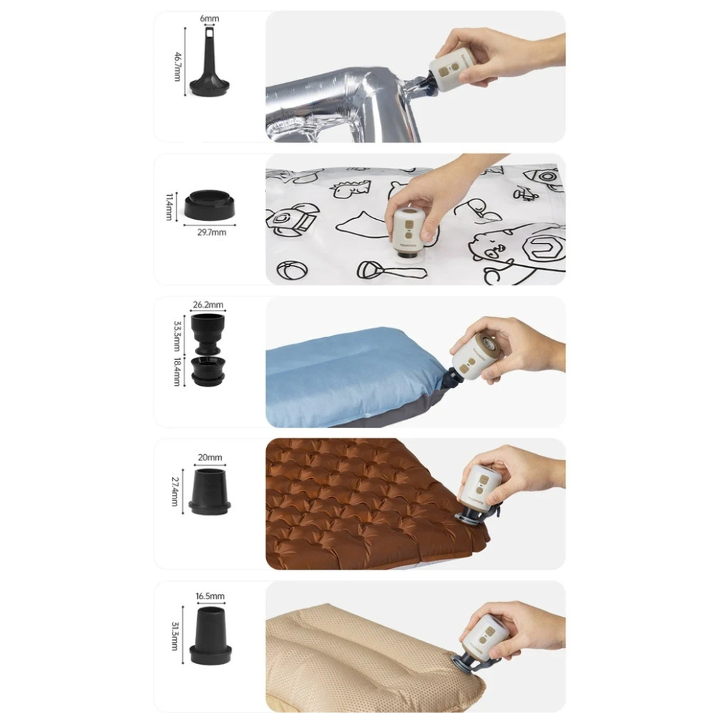 Насос для надувних меблів Naturehike CNK2300DQ022 + нічник + вентилятор, бежевий (6976507665971) - зображення 5