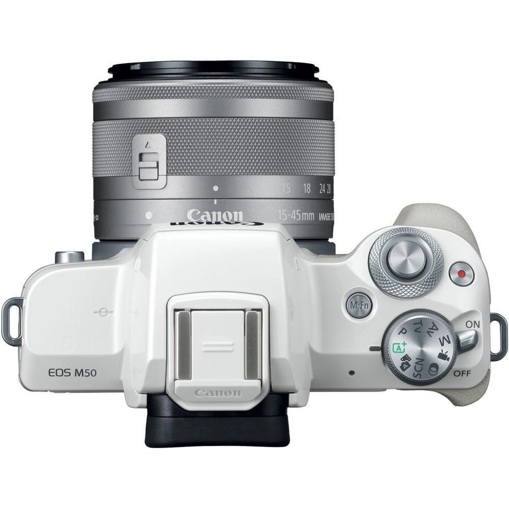 Цифровий фотоапарат Canon EOS M50 15-45 IS STM Kit White (2681C057) - зображення 4