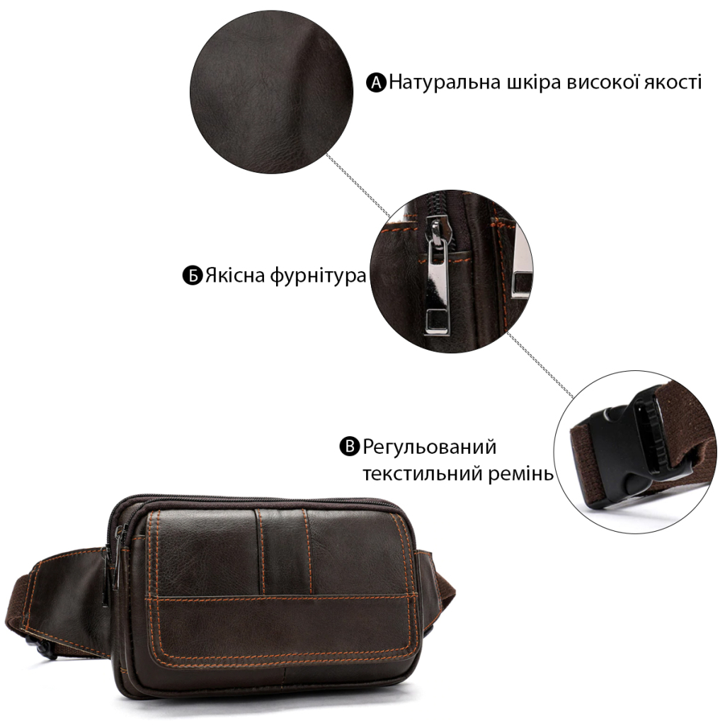 Сумка Vintage На пояс Коричнева (14726) - зображення 4