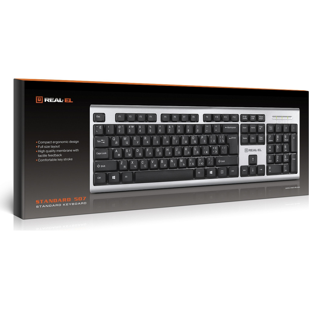 Клавіатура REAL-EL 507 Standard USB Silver - зображення 11