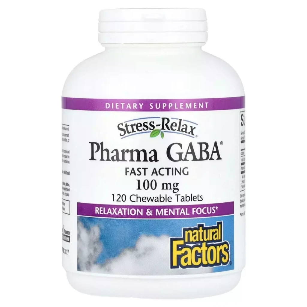 Амінокислота Natural Factors GABA (Гамма-аміномасляна кислота), 100 мг, Stress Relax, Pharma GABA, 1 (NFS-02838) - зображення 1