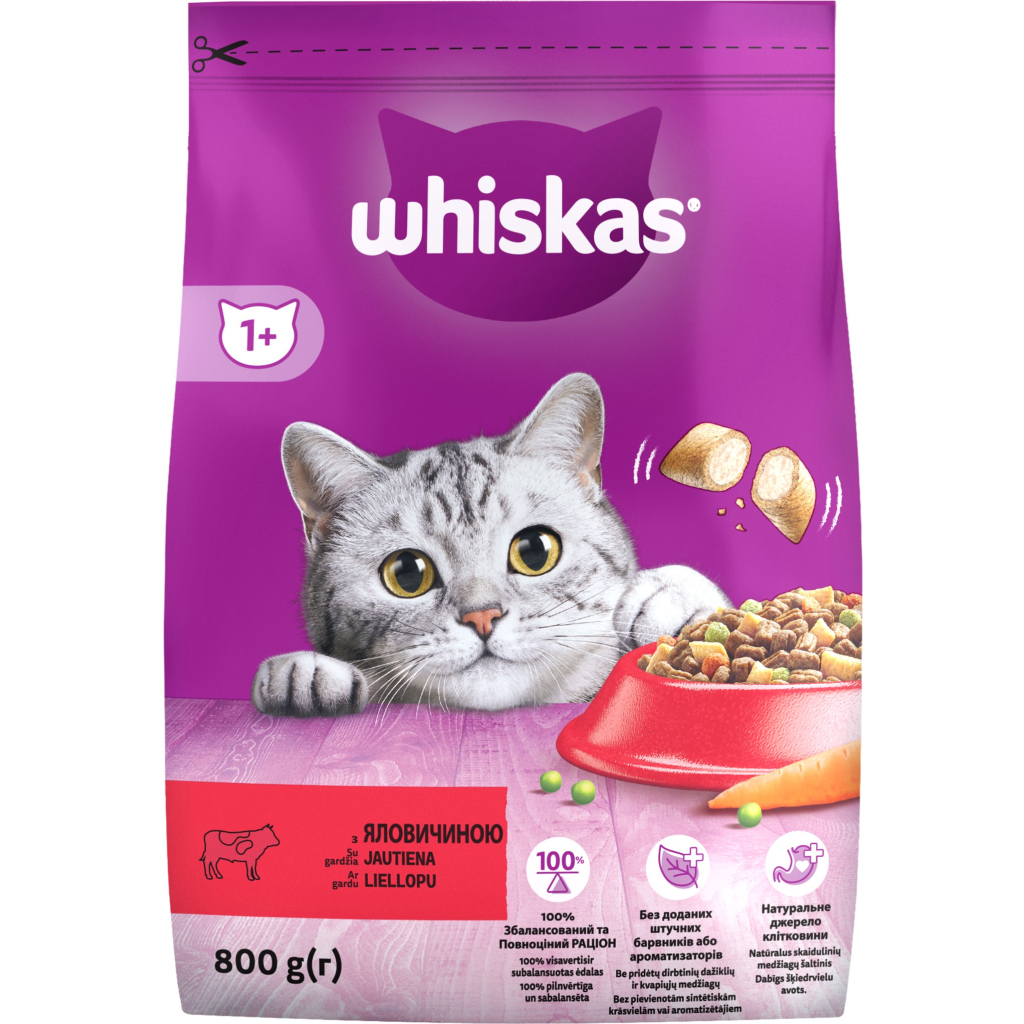 Сухий корм для кішок Whiskas з яловичиною 800 г (5998749144145) - зображення 1