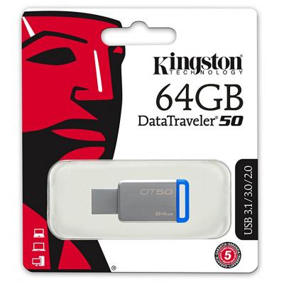 USB флеш накопичувач Kingston 64GB DT50 USB 3.1 (DT50/64GB) - зображення 4