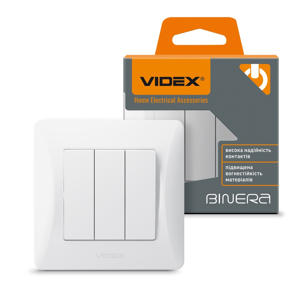Вимикач Videx BINERA 3кл білий (VF-BNSW3-W) - изображение 4