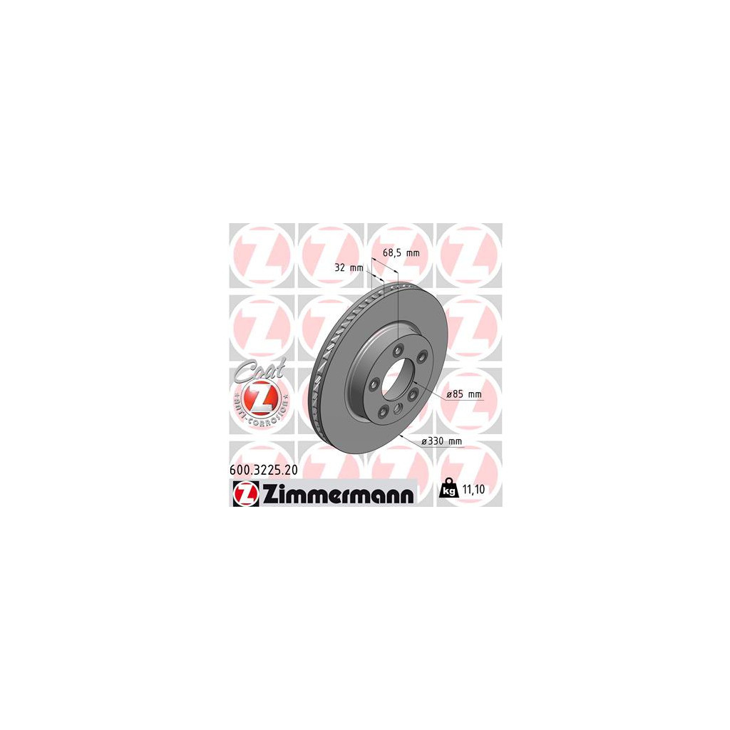 Гальмівний диск ZIMMERMANN 600.3225.20 - зображення 1