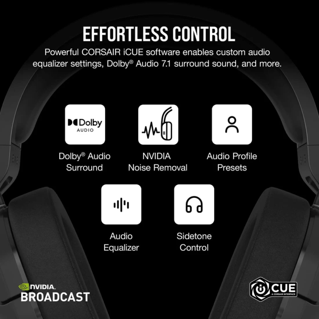 Навушники Corsair HS55 Wireless Gaming Dolby 7.1 Carbon (CA-9011280-EU) - зображення 6