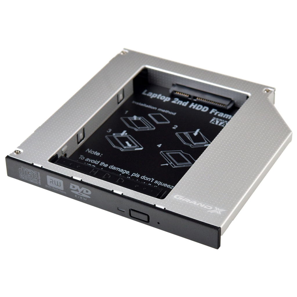 Фрейм-перехідник Grand-X HDD 2.5'' to notebook 12.7 mm ODD SATA/mSATA HDC-25 (HDC-25) - зображення 1