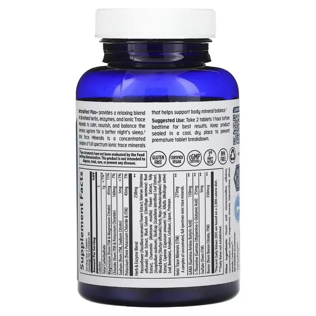 Вітамінно-мінеральний комплекс Trace Minerals Спокійний сон та відновлення, NaturalRest Plus+, 60 таблеток (TMR-00261) - зображення 2