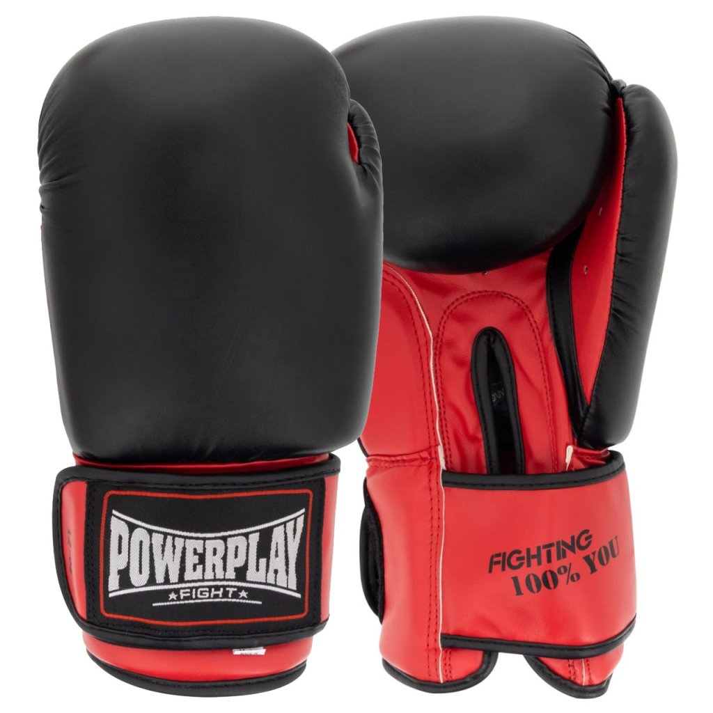 Боксерські рукавички PowerPlay 3004 Classic Чорно-Червоні 14 унцій (PP_3004_14oz_Bl/Red) - зображення 1