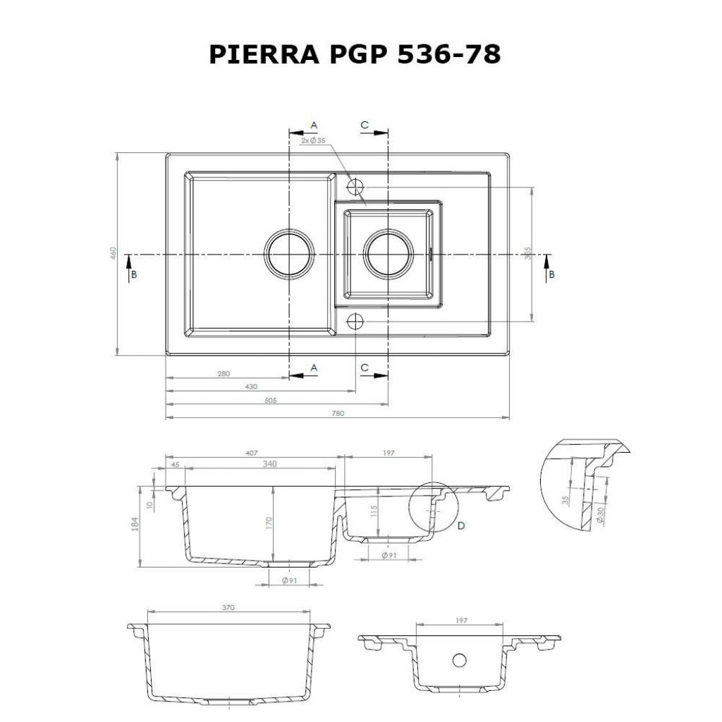 Мийка кухонна Perfelli PIERRA PGP 536-78 LIGHT BEIGE - зображення 6