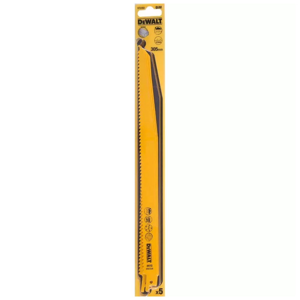 Полотно DeWALT для шабельних пилок, по деревині, швидкий пропил, 305 мм, 6 TPI, 5 шт (DT2350) - зображення 1
