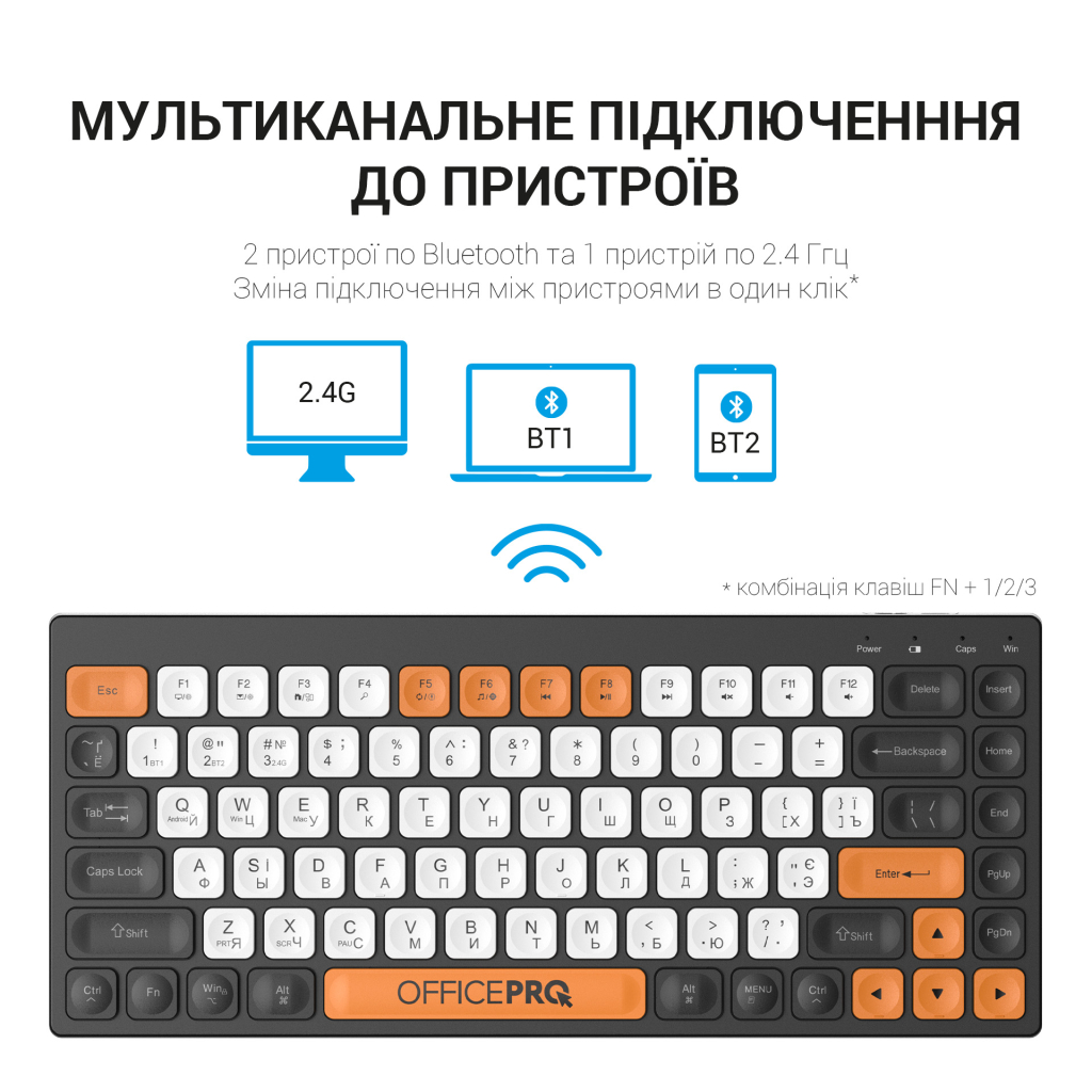 Клавіатура OfficePro SK955B Wireless/Bluetooth Black (SK955B) - зображення 12