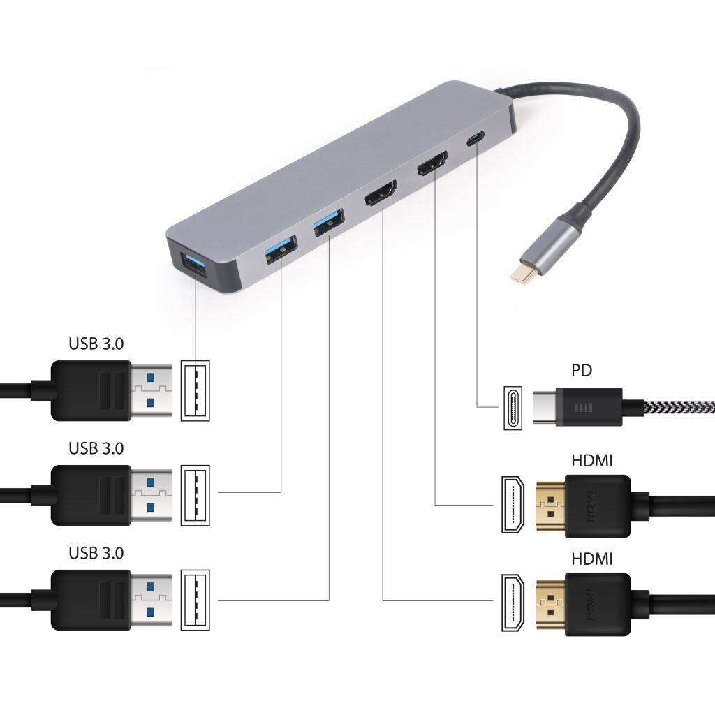 Концентратор Cablexpert USB-C 3-in-1 (A-CM-COMBO3-03) - зображення 4