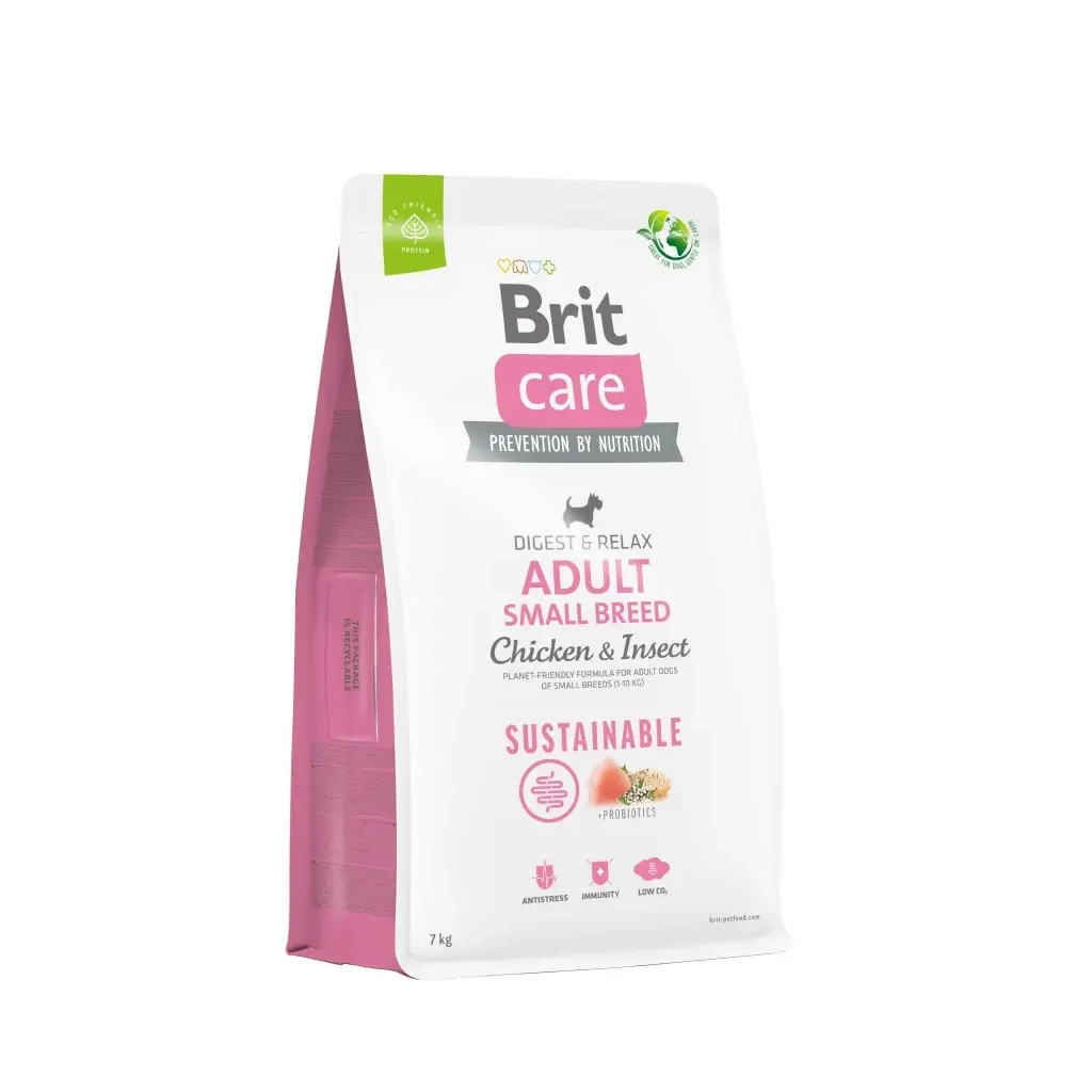 Сухий корм для собак Brit Care Dog Sustainable Adult Small Breed з куркою та комахами 7 кг (8595602558650) - зображення 1
