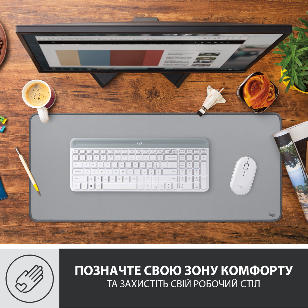Килимок для мишки Logitech Desk Mat Studio Series Mid Grey (956-000052) - picture 2