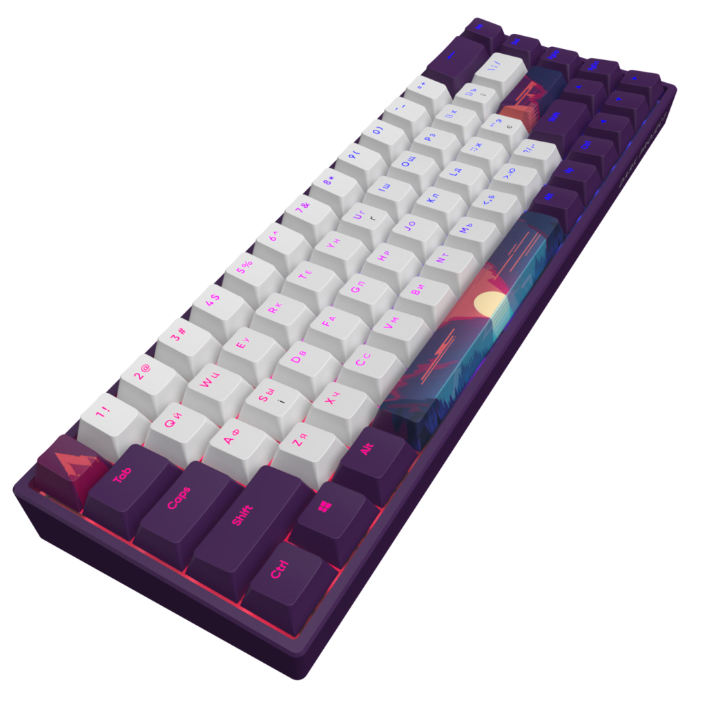 Клавіатура Dark Project Sunrise PBT RGB Mech G3MS Sapphire USB Violet/White (DPP68_GSH_SUNR_ANSI_UA) - зображення 4