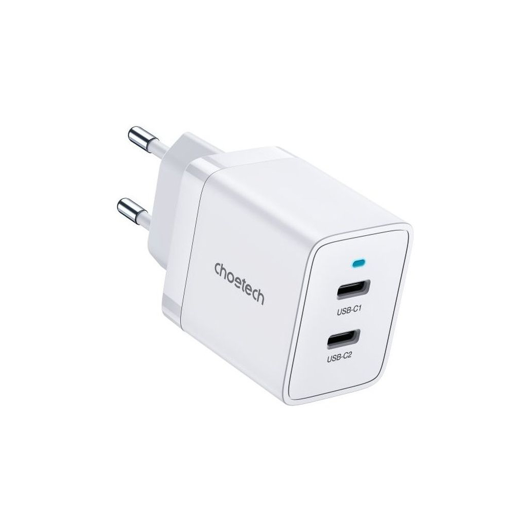 Зарядний пристрій Choetech 2xUSB-C 40W PD/QC/PPS (Q5006-EU-WH) - зображення 2