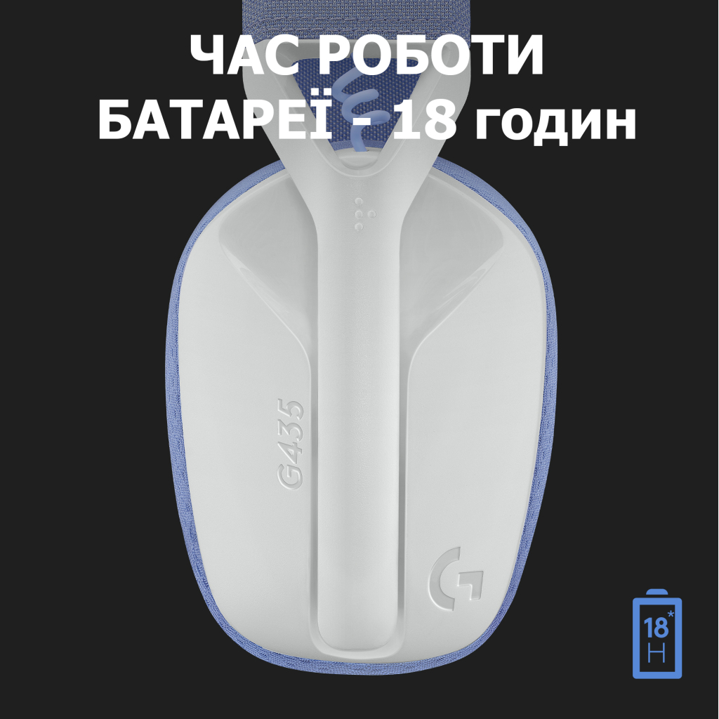Навушники Logitech G435 Lightspeed Wireless Gaming Headset White (981-001074) - зображення 6