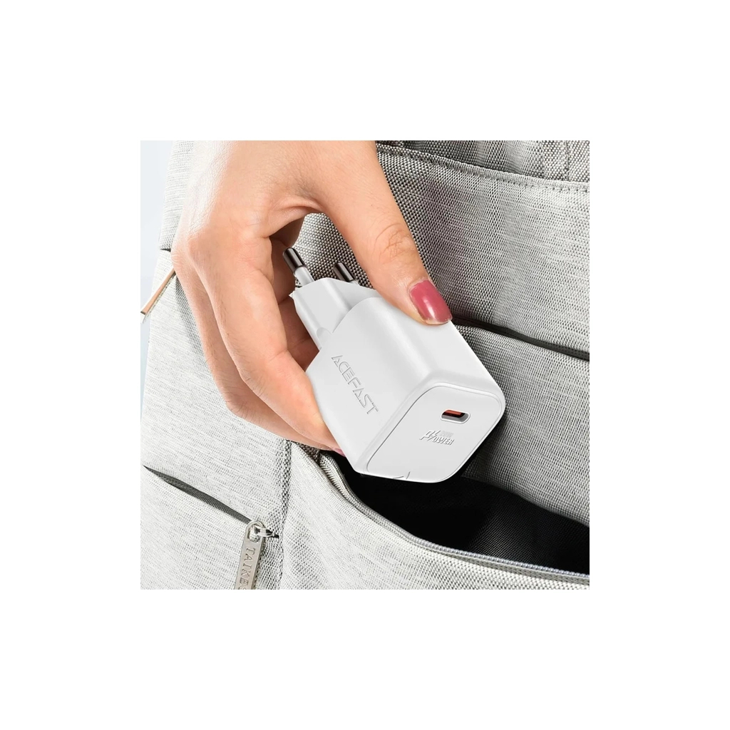 Зарядний пристрій Acefast USB-C 20W Gan A73 mini + USB-C cable Fast Charger White (6974316282655) - зображення 6