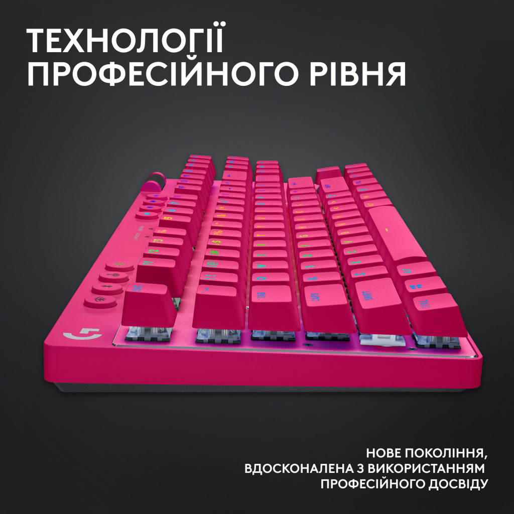 Клавіатура Logitech G PRO X TKL Lightspeed Tactile USB UA Magenta (920-012159) - зображення 9