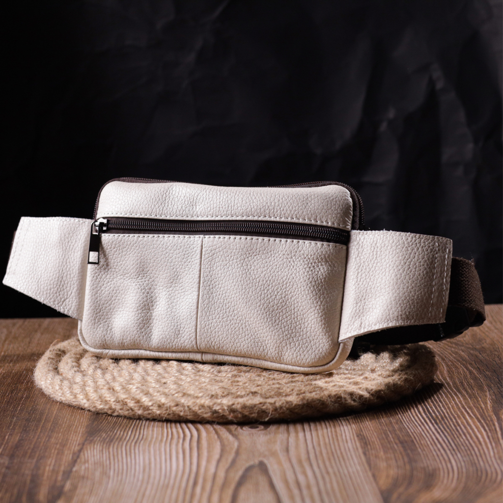 Сумка Vintage На пояс з натуральної шкіри Біла (21305) - зображення 11