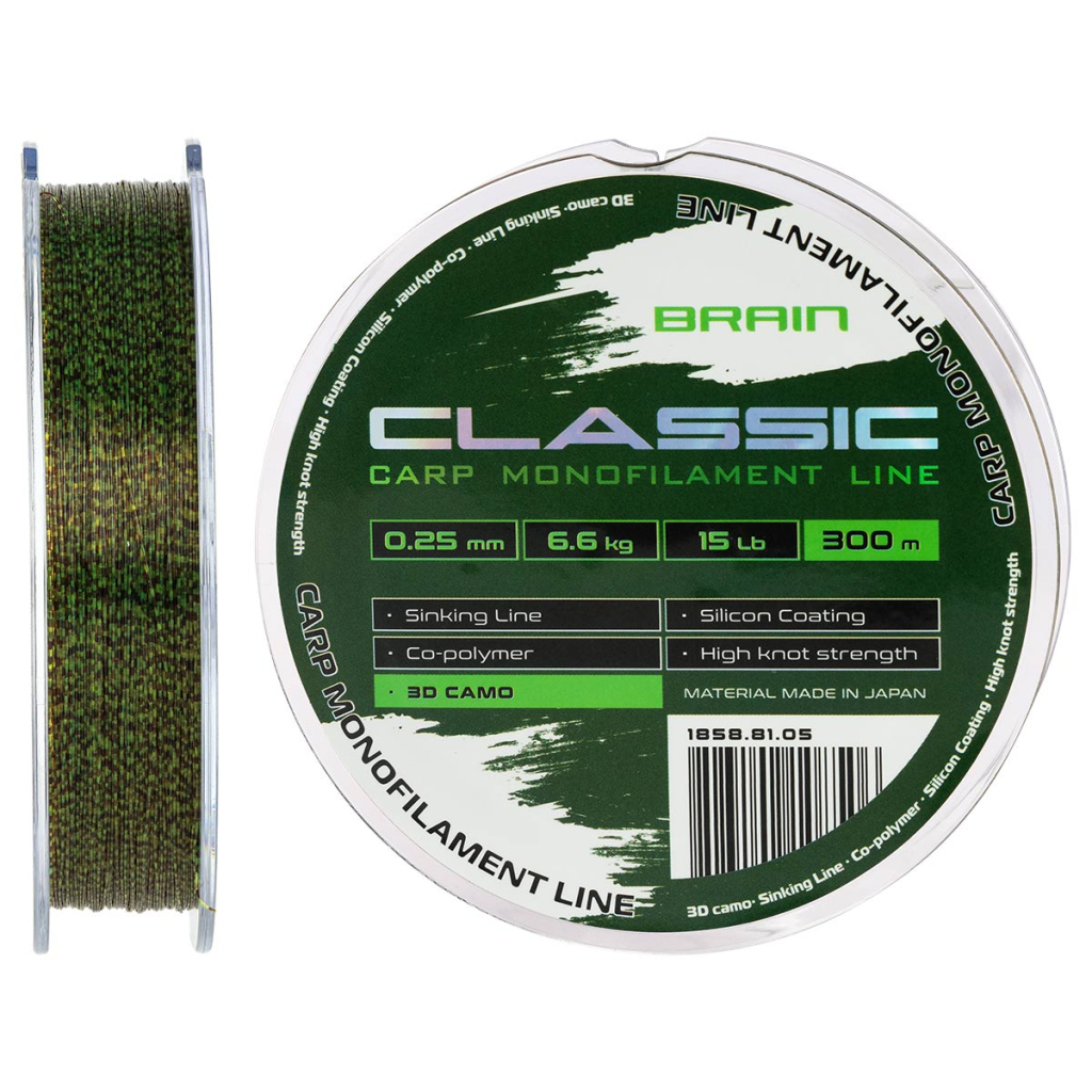 Волосінь Brain Classic Carp Line 3D (camo) 300m 0.25mm 15lb 6.6kg (1858.81.05) - зображення 1